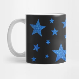 Royal Blue Faux Glitter Stars Mug